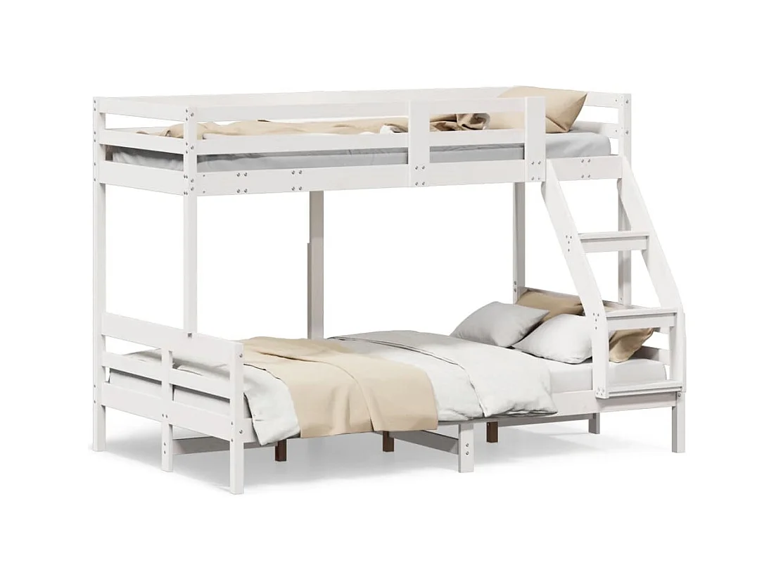 Etagenbett 90x200/120x200 cm Weiß Massivholz Kiefer