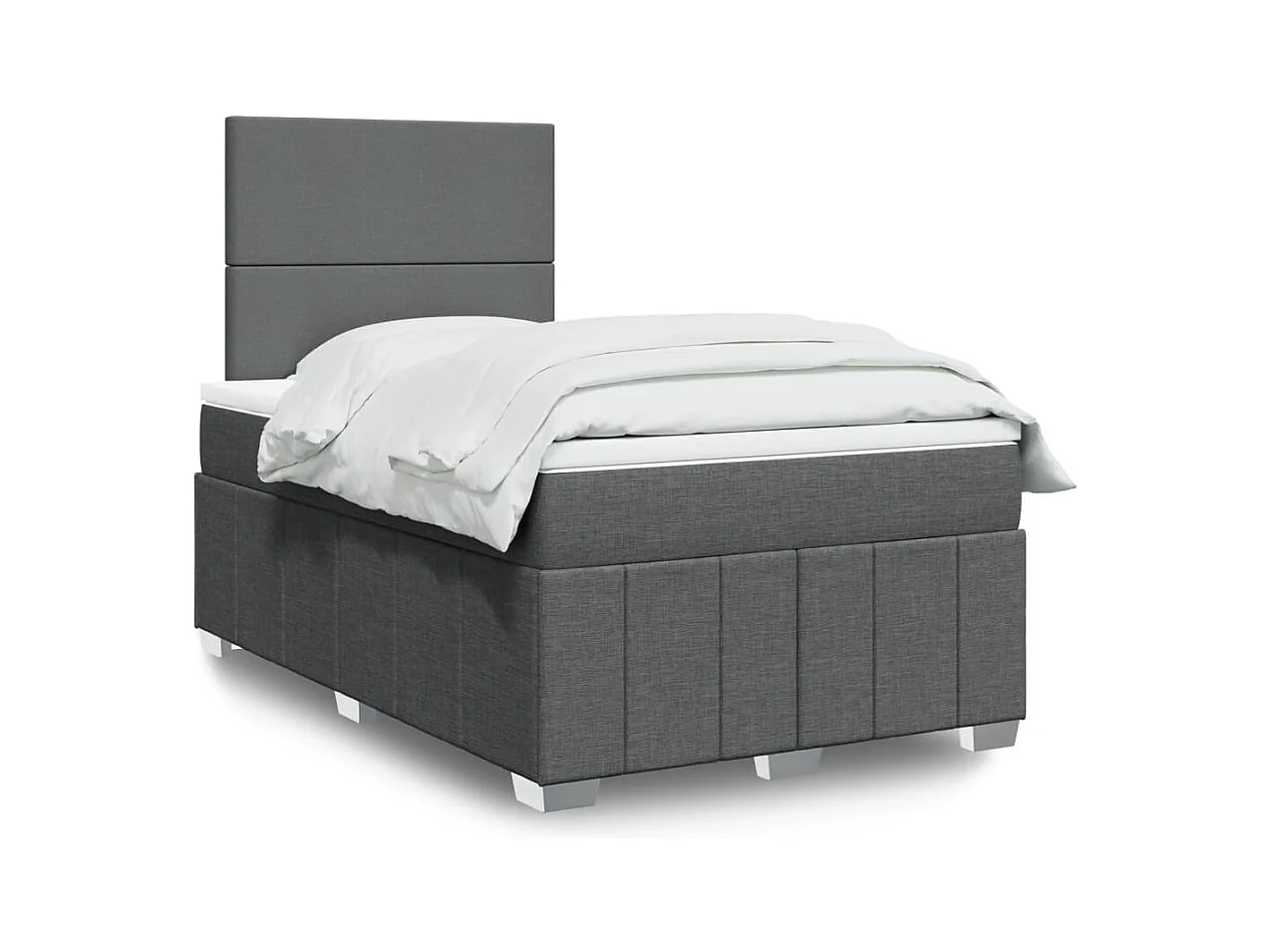 Sommier à lattes de lit avec matelas gris foncé 120x190cm tissu