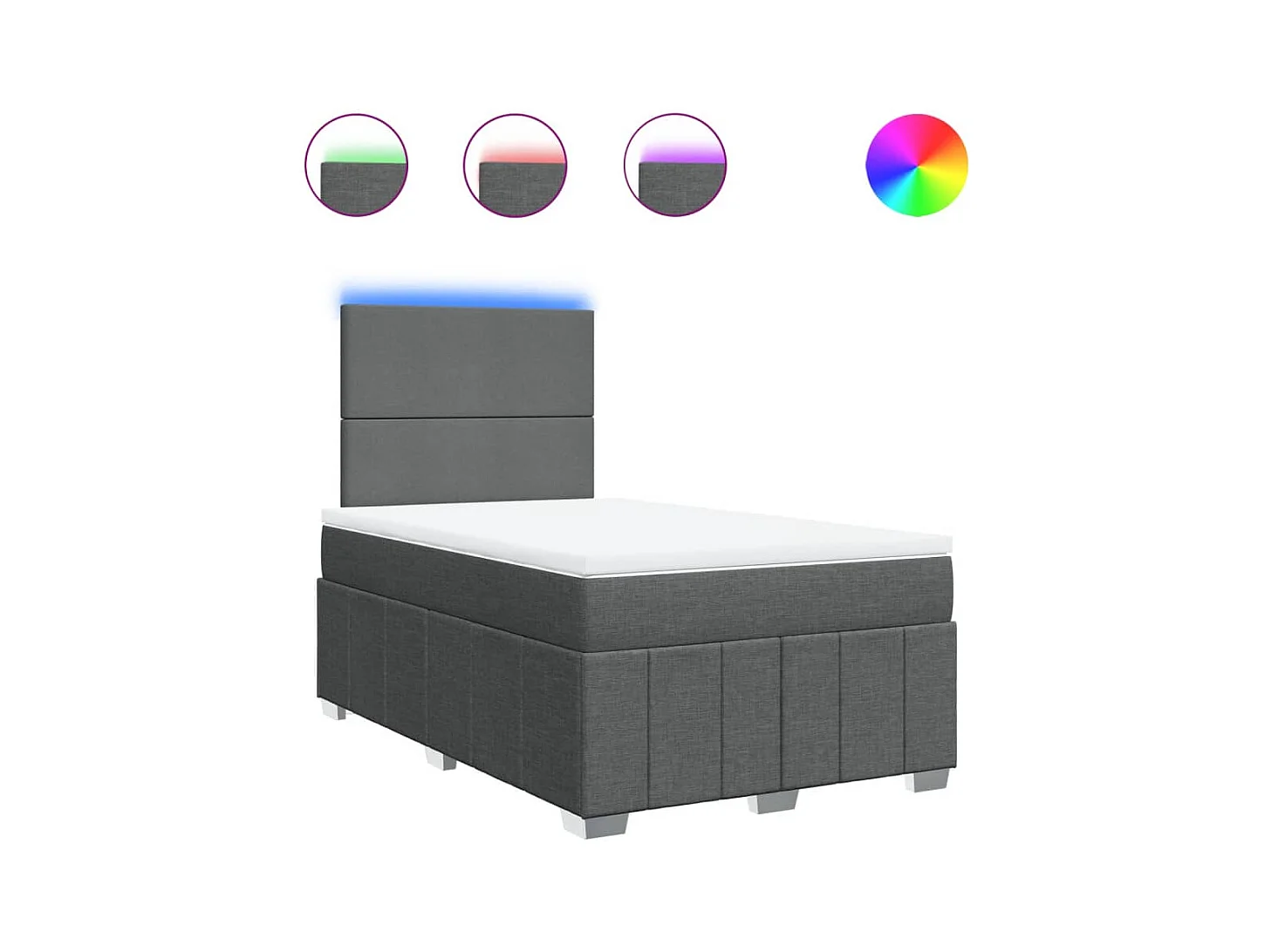 Sommier à lattes de lit avec matelas gris foncé 120x190cm tissu