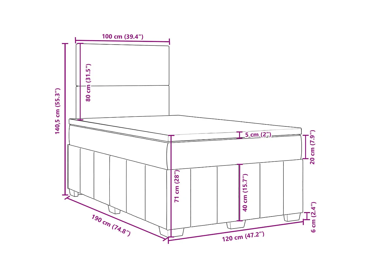 Boxspringbett mit Matratze Dunkelgrau 120x190 cm Stoff