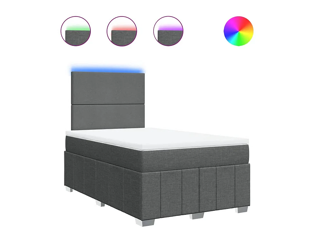 Cama boxspring com colchão 120x190 cm tecido cinzento-escuro