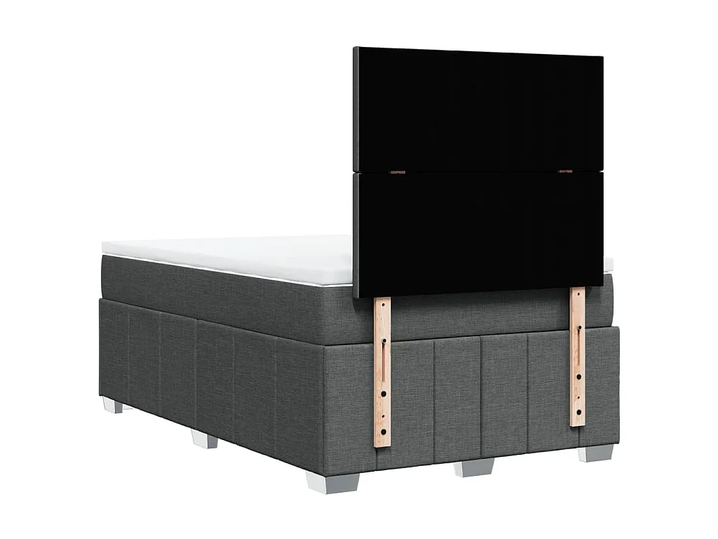 Cama boxspring com colchão 120x190 cm tecido cinzento-escuro
