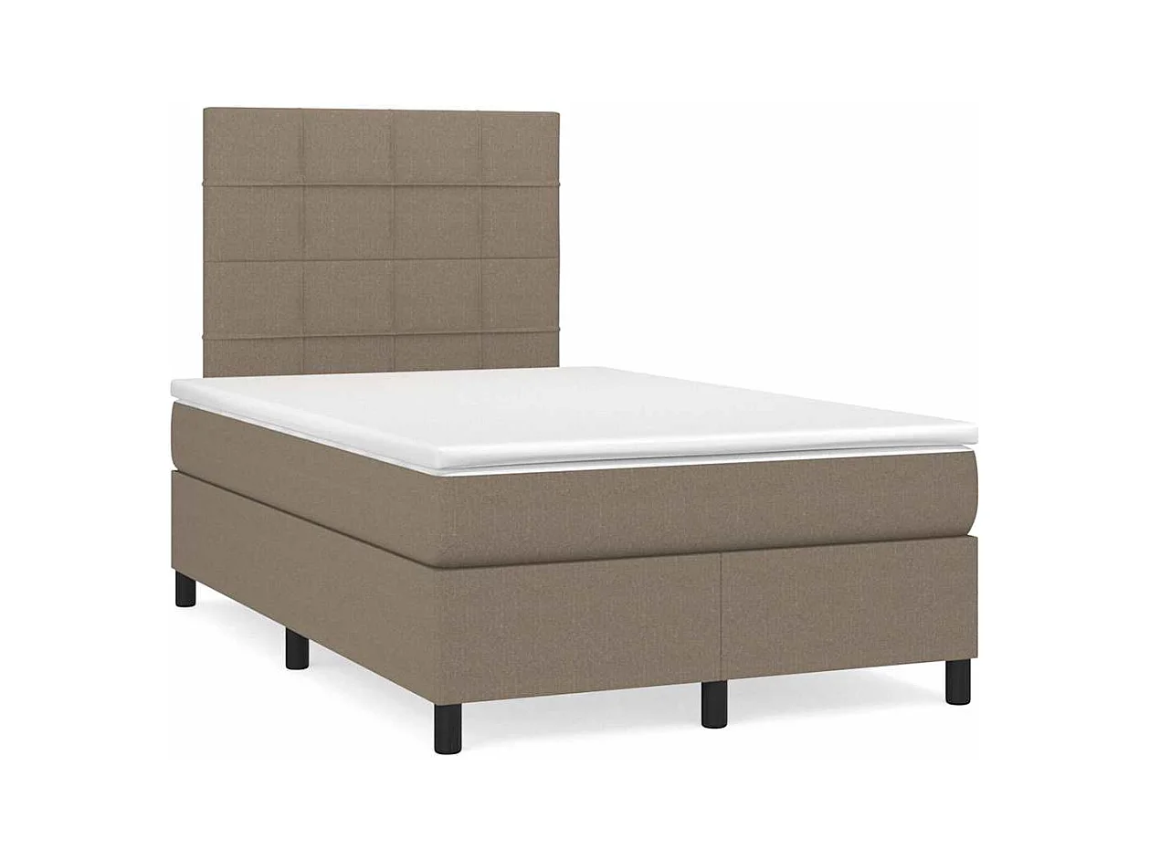 Sommier à lattes de lit matelas et LED taupe 120x190 cm tissu