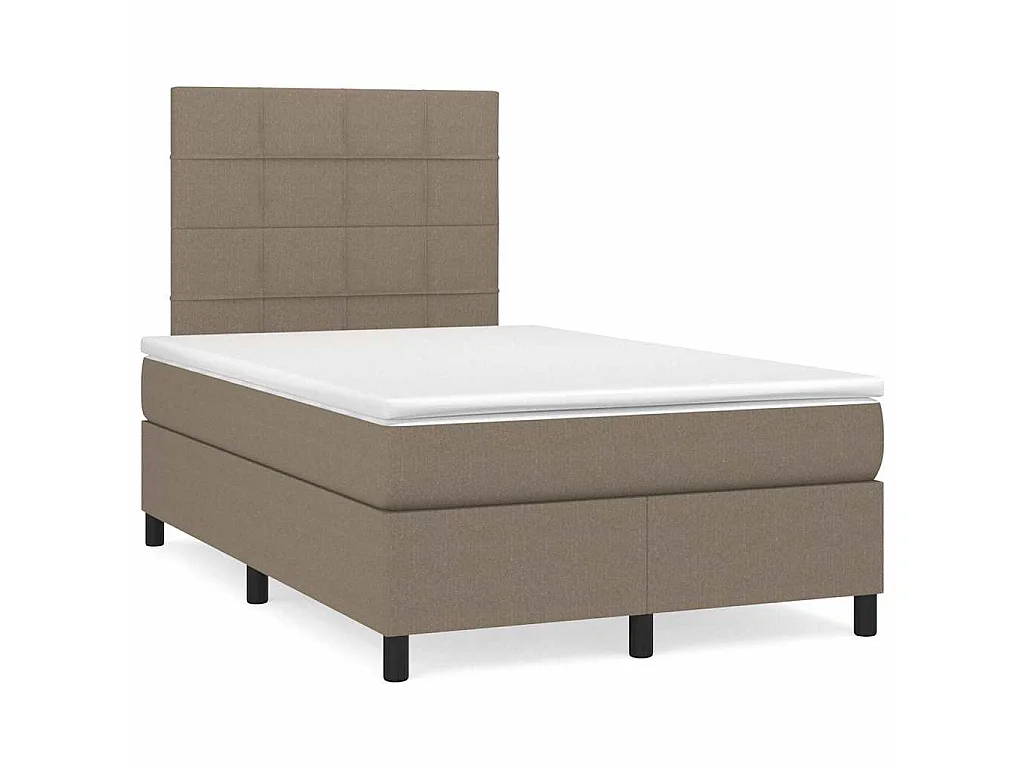 Sommier à lattes de lit matelas et LED taupe 120x190 cm tissu