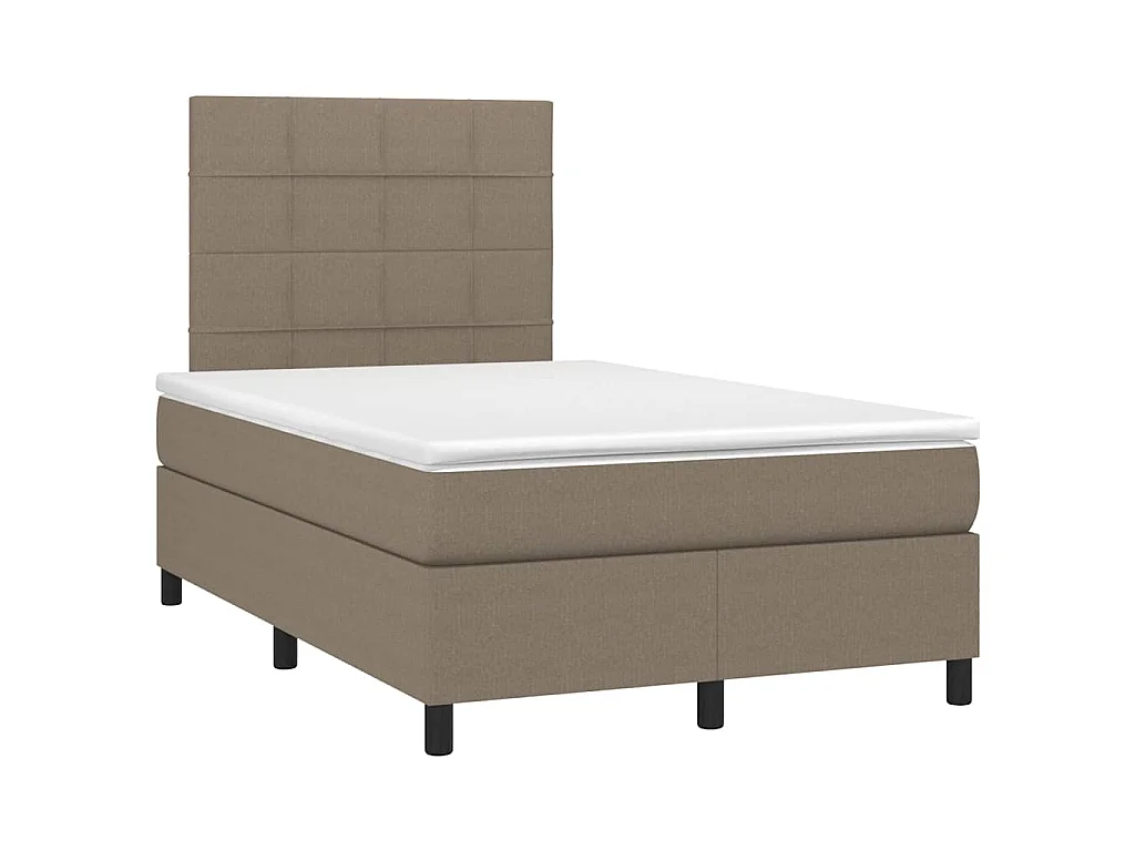 Sommier à lattes de lit matelas et LED taupe 120x190 cm tissu