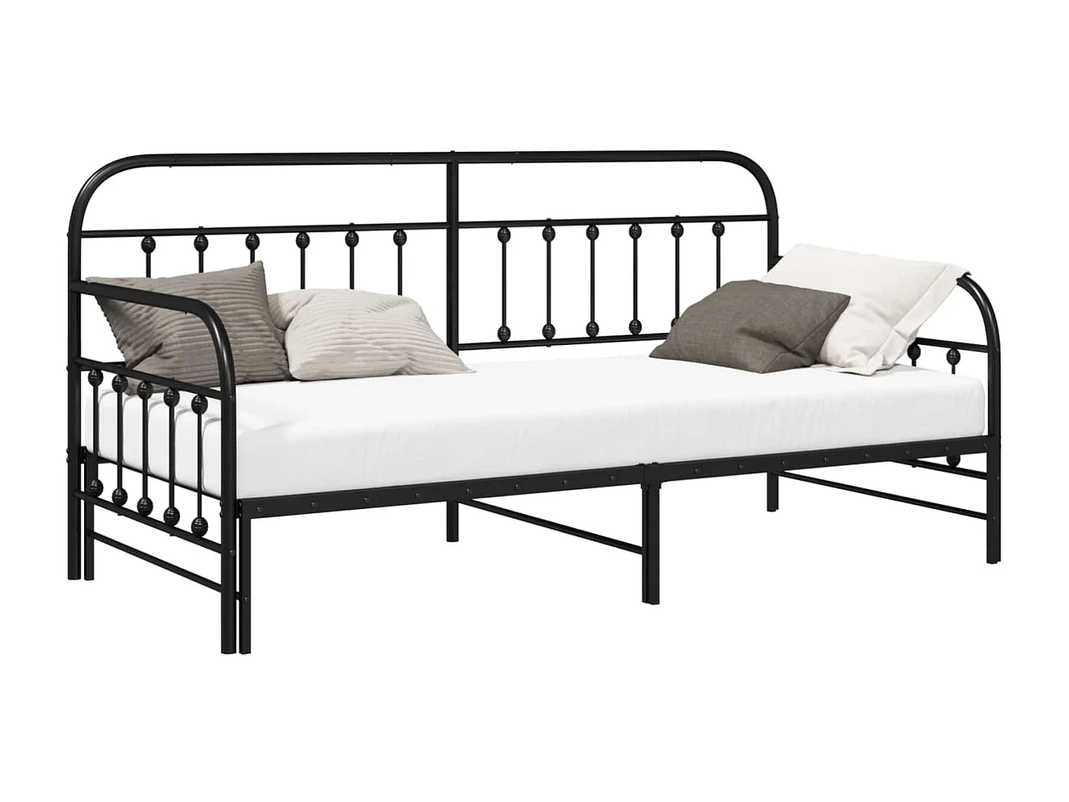 Cadre de lit de jour Noir 100 x 200 cm Acier enduit de poudre