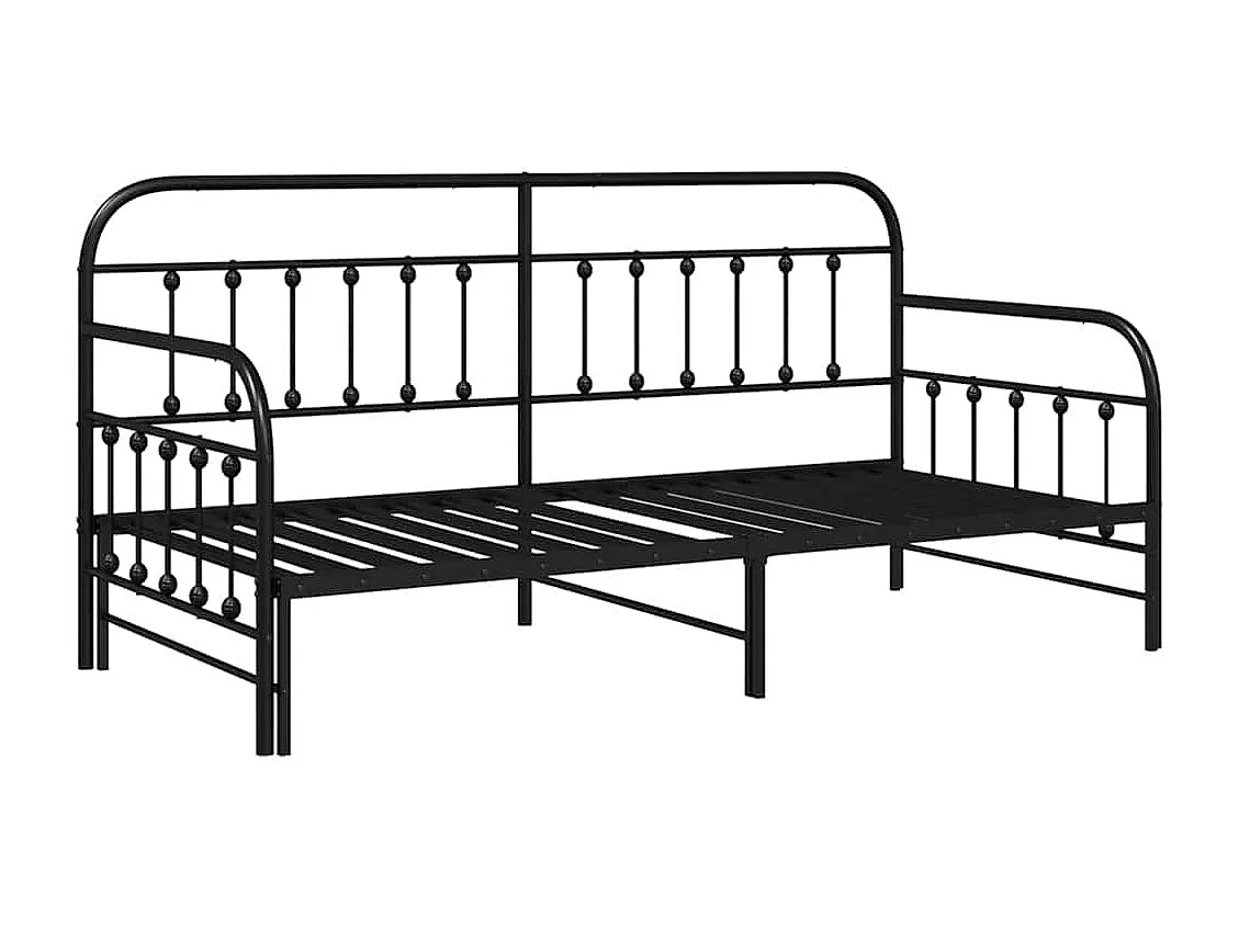 Cadre de lit de jour Noir 100 x 200 cm Acier enduit de poudre