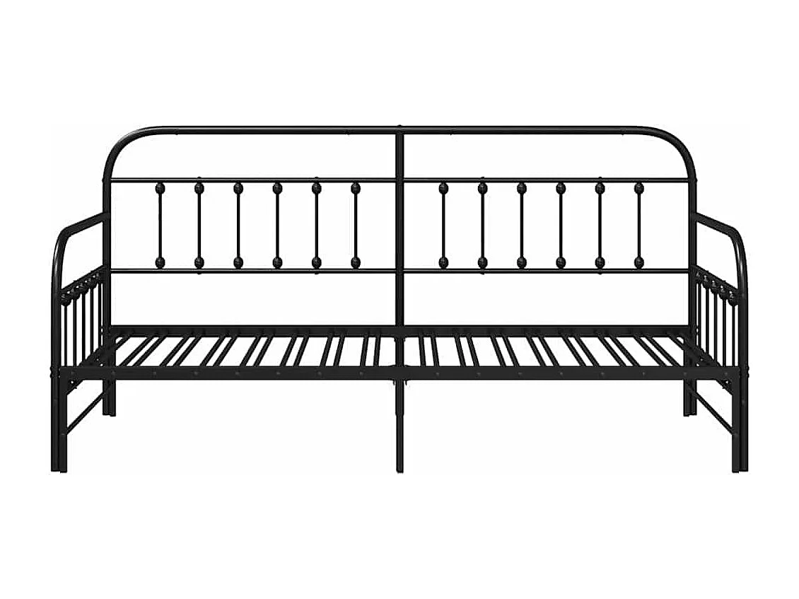 Cadre de lit de jour Noir 100 x 200 cm Acier enduit de poudre