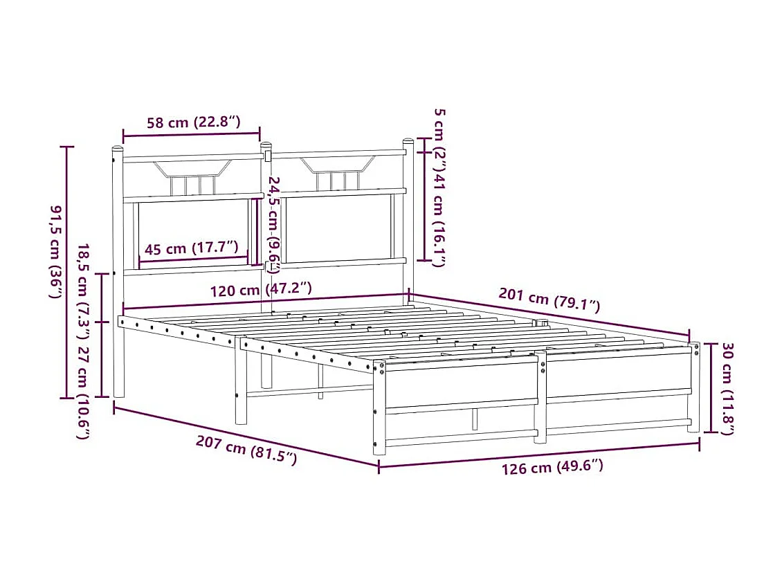 Bettgestell ohne Matratze Braun Eiche 120x200 cm Holzwerkstoff