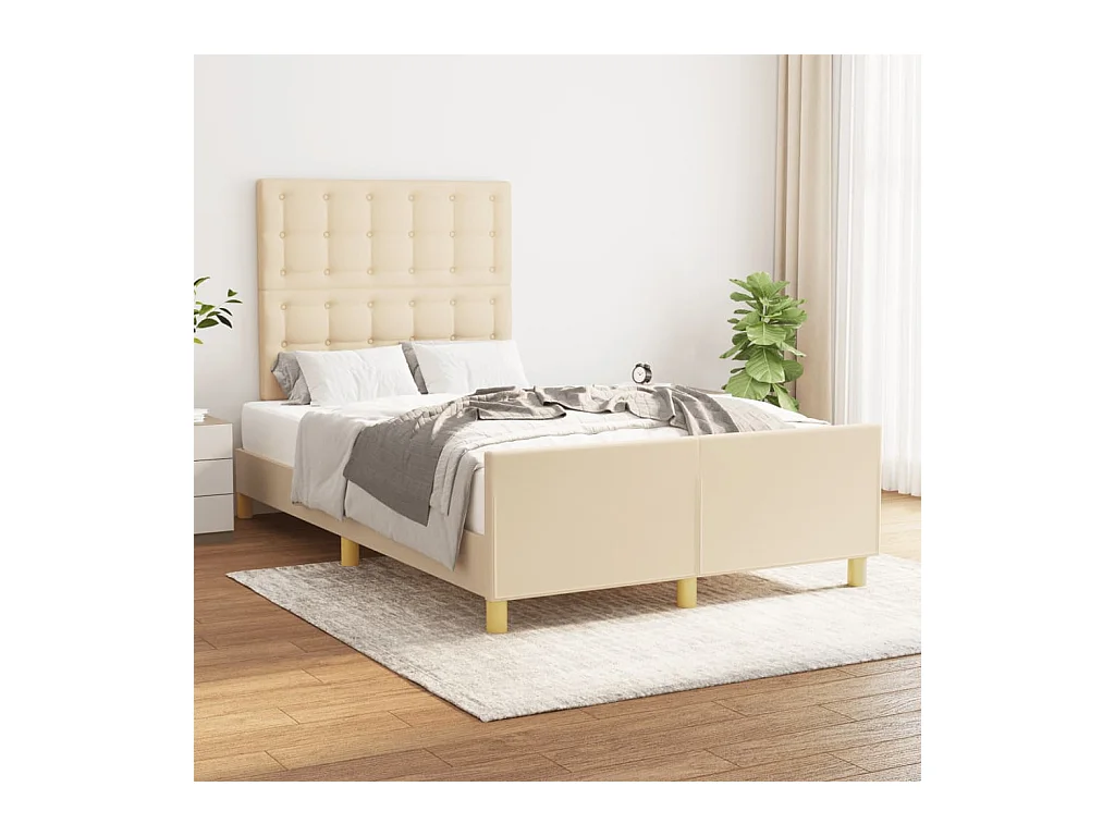Estrutura de cama sem colchão 120x190 cm tecido creme