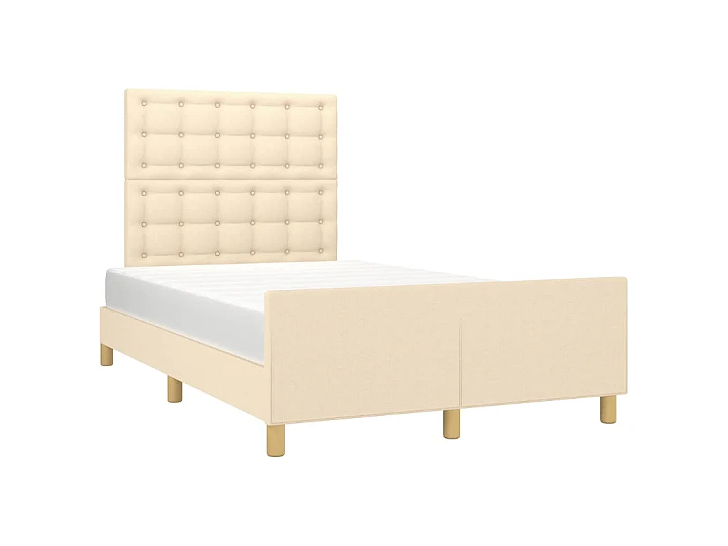 Cadre de lit sans matelas crème 120x190 cm tissu