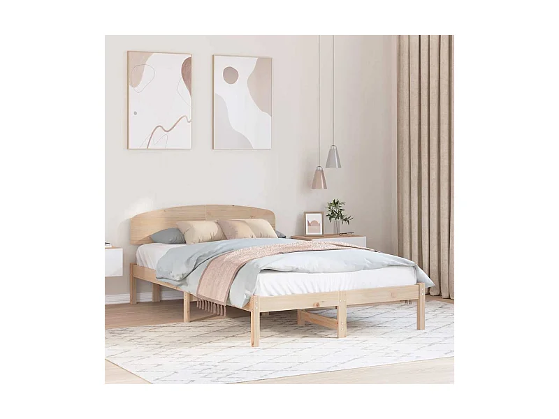 Cadre de lit avec tête de lit Naturel 120 x 190 cm Pin massif