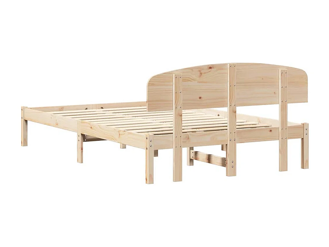 Bettrahmen mit Kopfteil Natur 120 x 190 cm Massives Kiefernholz