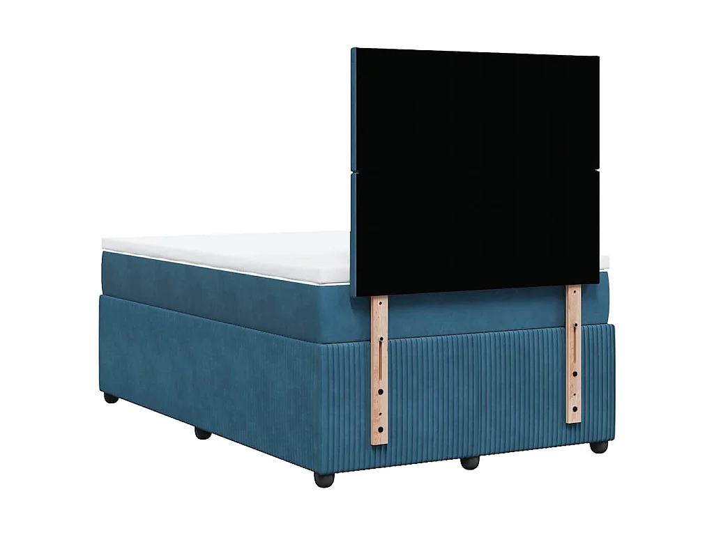 Giroletto a Molle con Materasso Blu Scuro 120x200 cm in Velluto