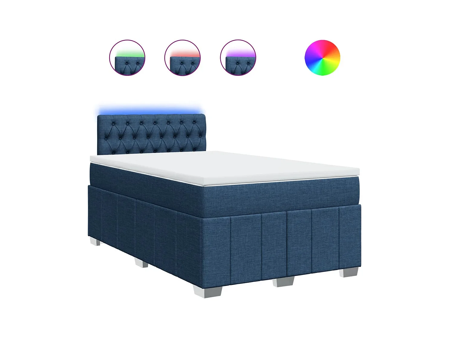 Sommier à lattes de lit avec matelas Bleu 120x200 cm Tissu