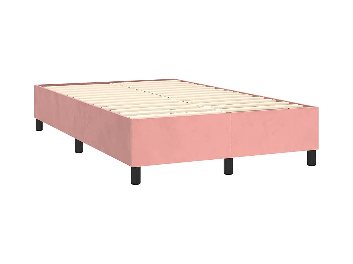Sommier à lattes de lit avec matelas rose 120x190 cm velours