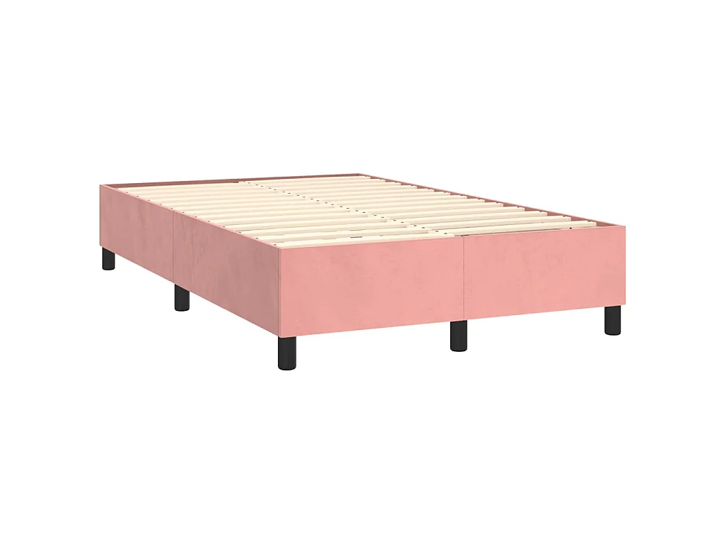 Sommier à lattes de lit avec matelas rose 120x190 cm velours