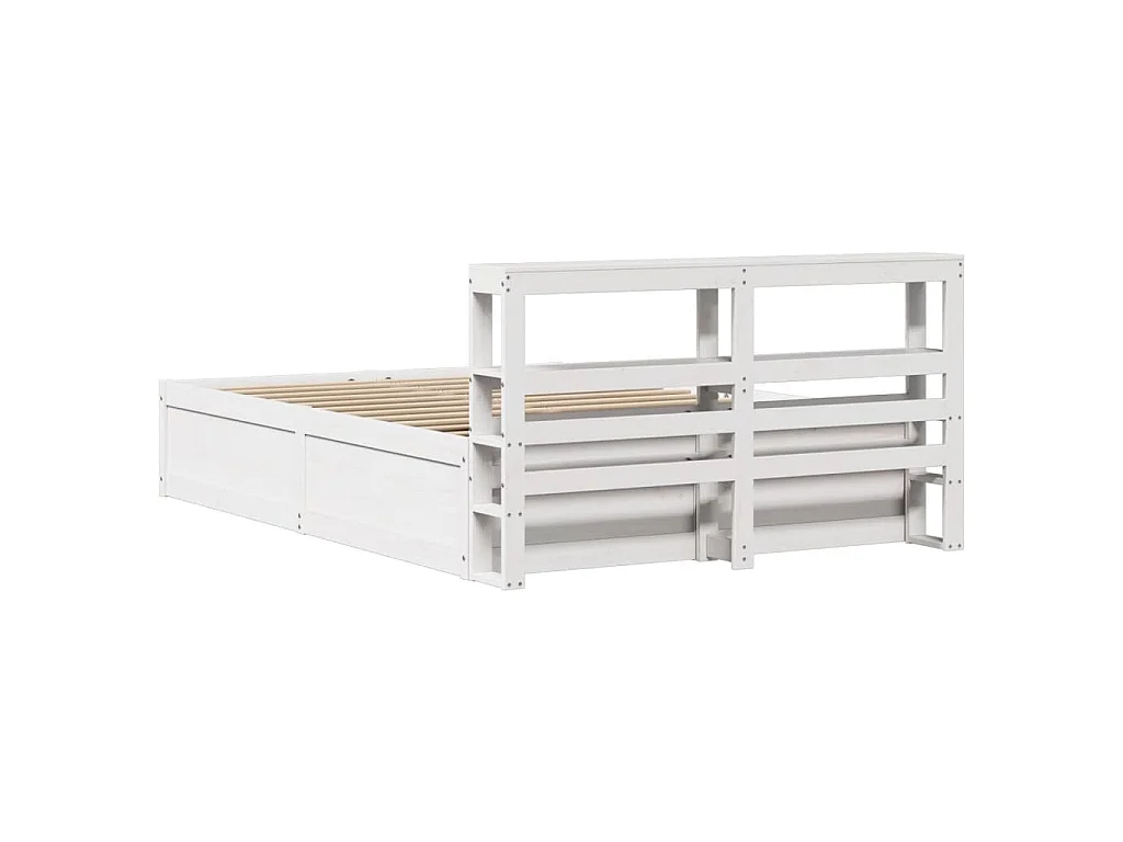 Estrutura cama c/ cabeceira 120x190 cm pinho maciço branco