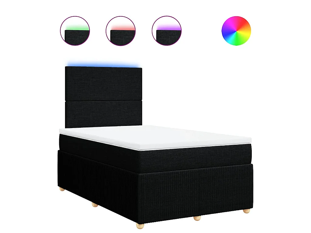 Sommier à lattes de lit avec matelas noir 120x190 cm tissu