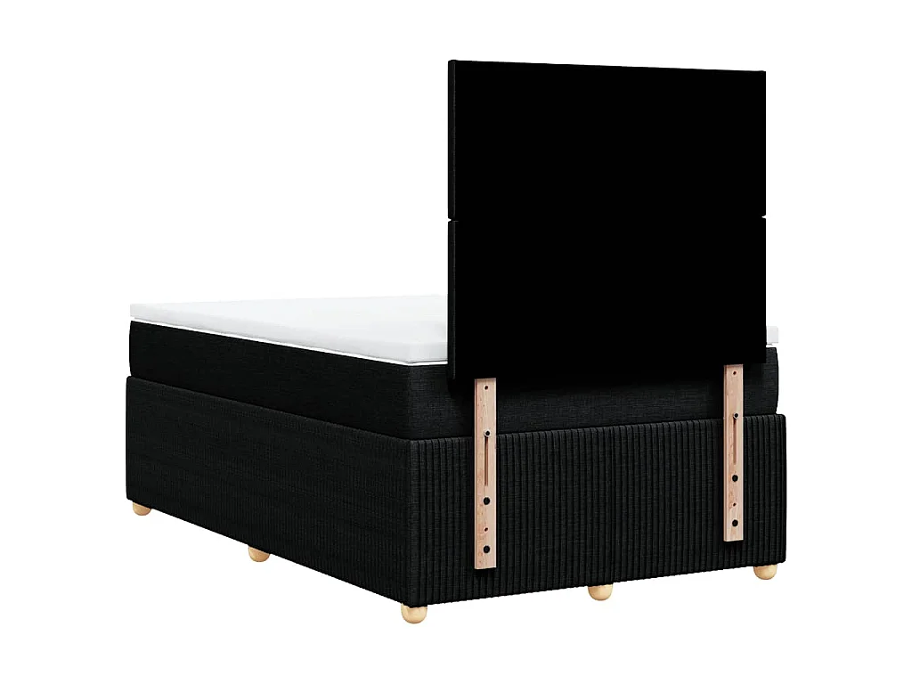 Sommier à lattes de lit avec matelas noir 120x190 cm tissu