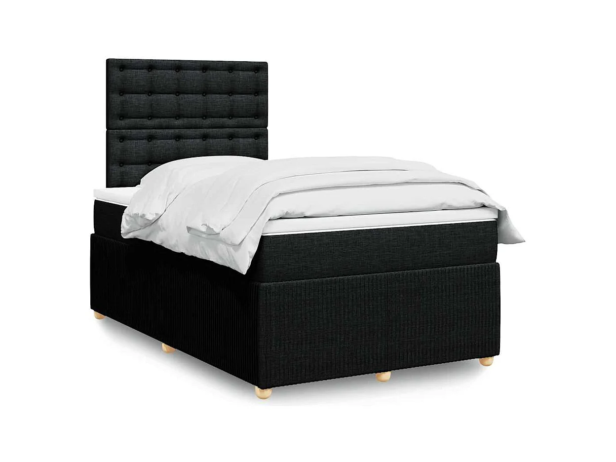 Giroletto a Molle con Materasso Nero 120x190 cm in Tessuto