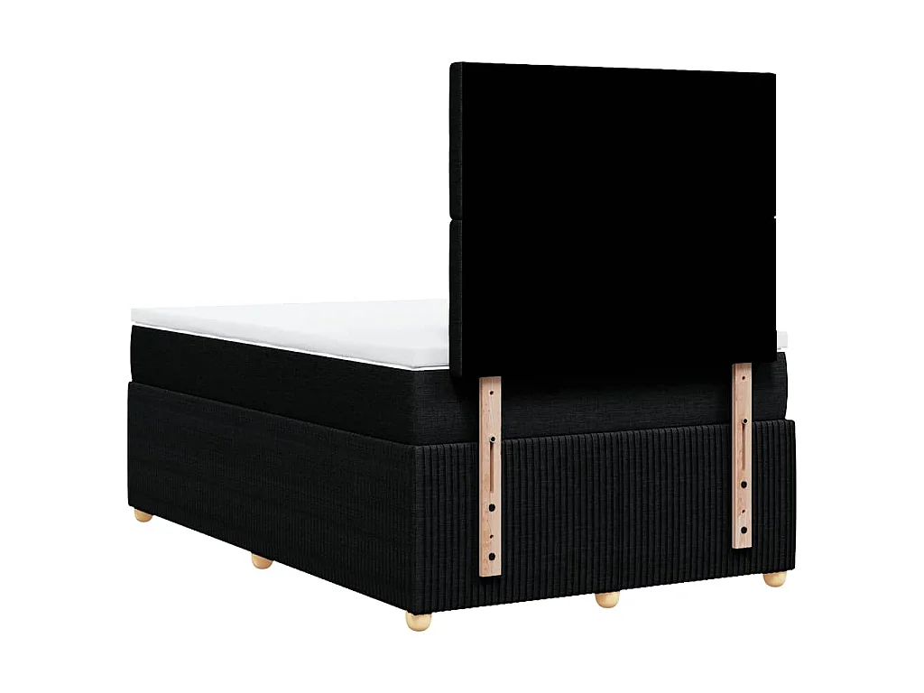 Cama box spring con colchón tela negro 120x190 cm