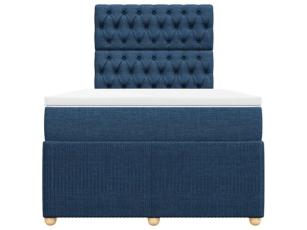 Cama box spring con colchón tela azul 120x200 cm