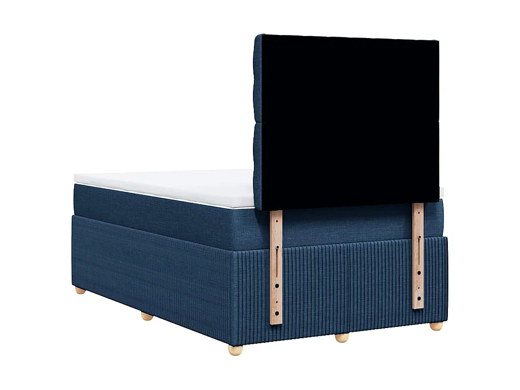 Cama box spring con colchón tela azul 120x200 cm