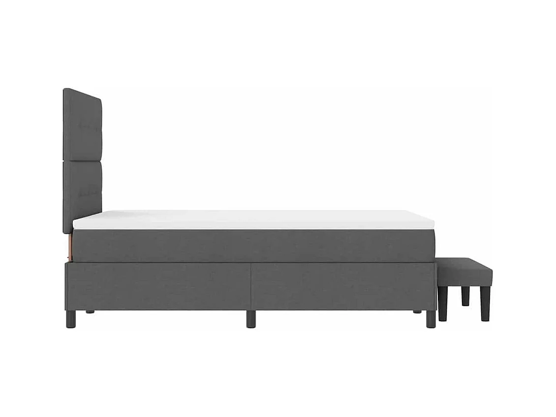 Lit à ressorts avec matelas Gris foncé 120 x 190 cm tissu