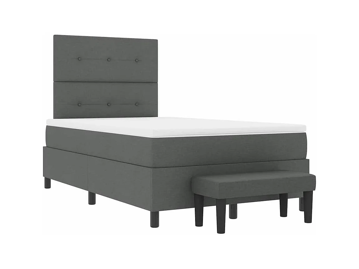 Lit à ressorts avec matelas Gris foncé 120 x 190 cm tissu