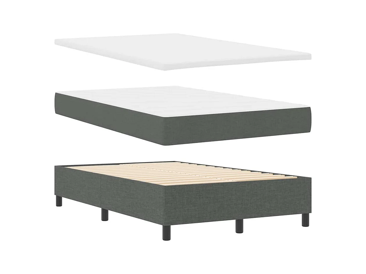 Lit à ressorts avec matelas Gris foncé 120 x 190 cm tissu