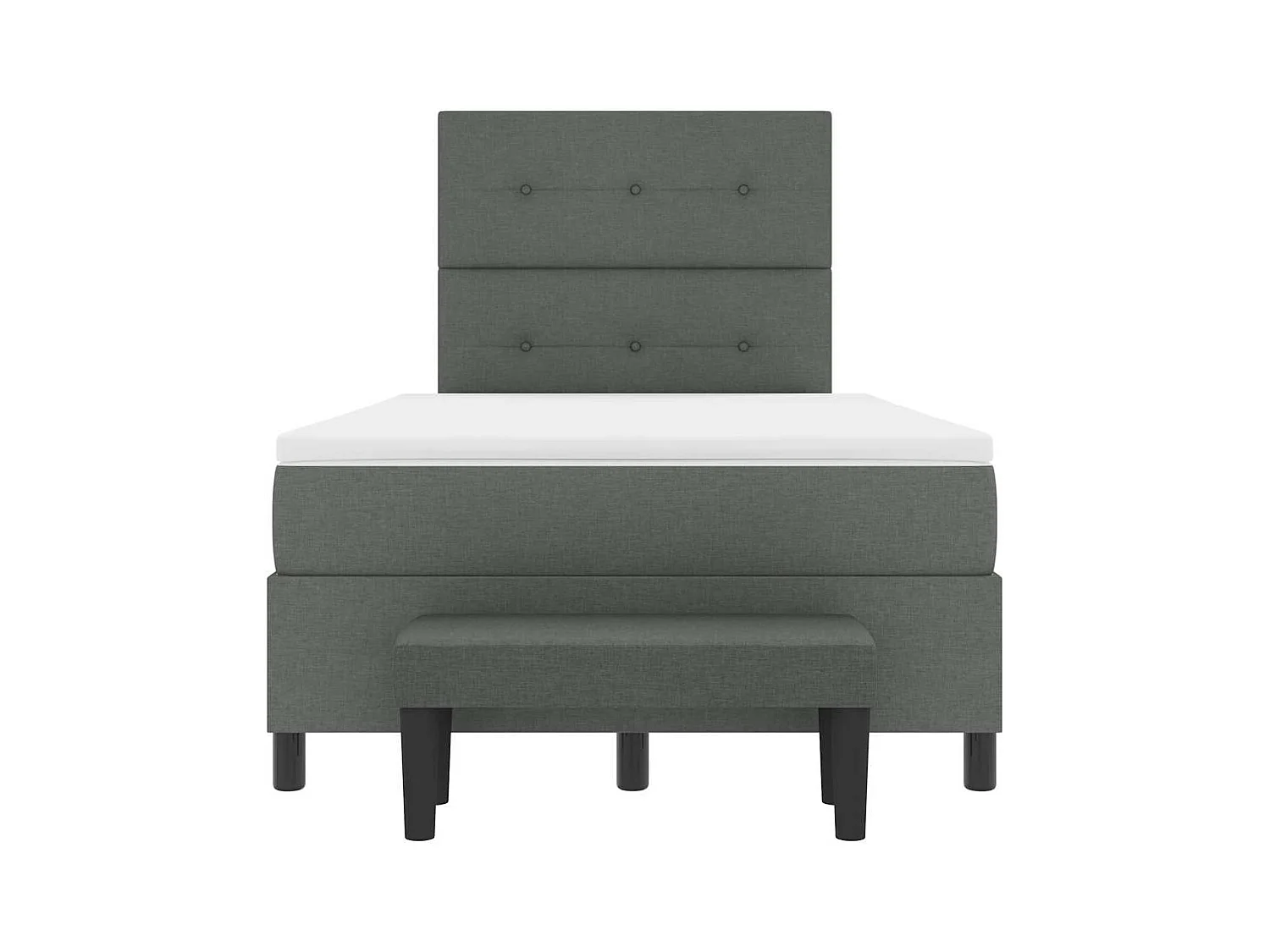 Lit à ressorts avec matelas Gris foncé 120 x 190 cm tissu