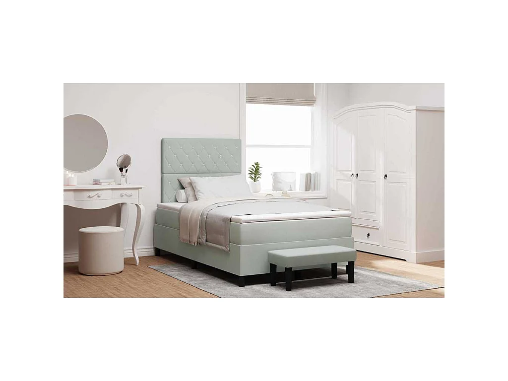 Boxspring bed met hoofdeinde Lichtgrijs 190 x 120 cm Fluweel