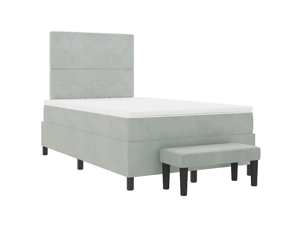 Boxspring bed met hoofdeinde Lichtgrijs 190 x 120 cm Fluweel