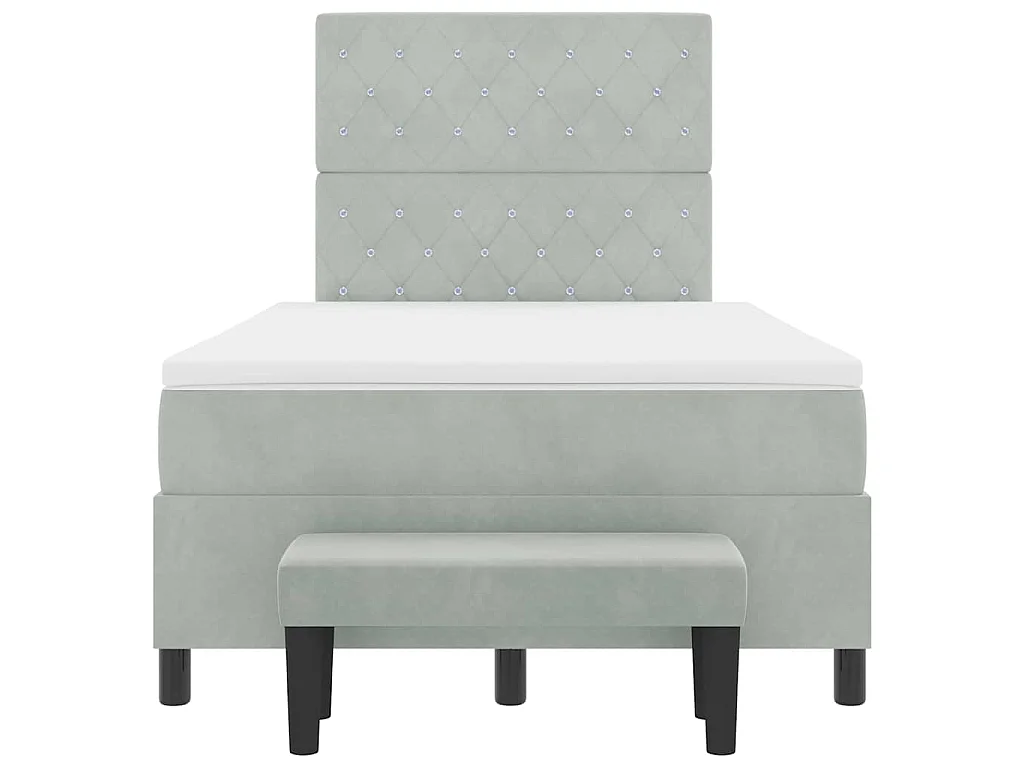 Boxspring bed met hoofdeinde Lichtgrijs 190 x 120 cm Fluweel