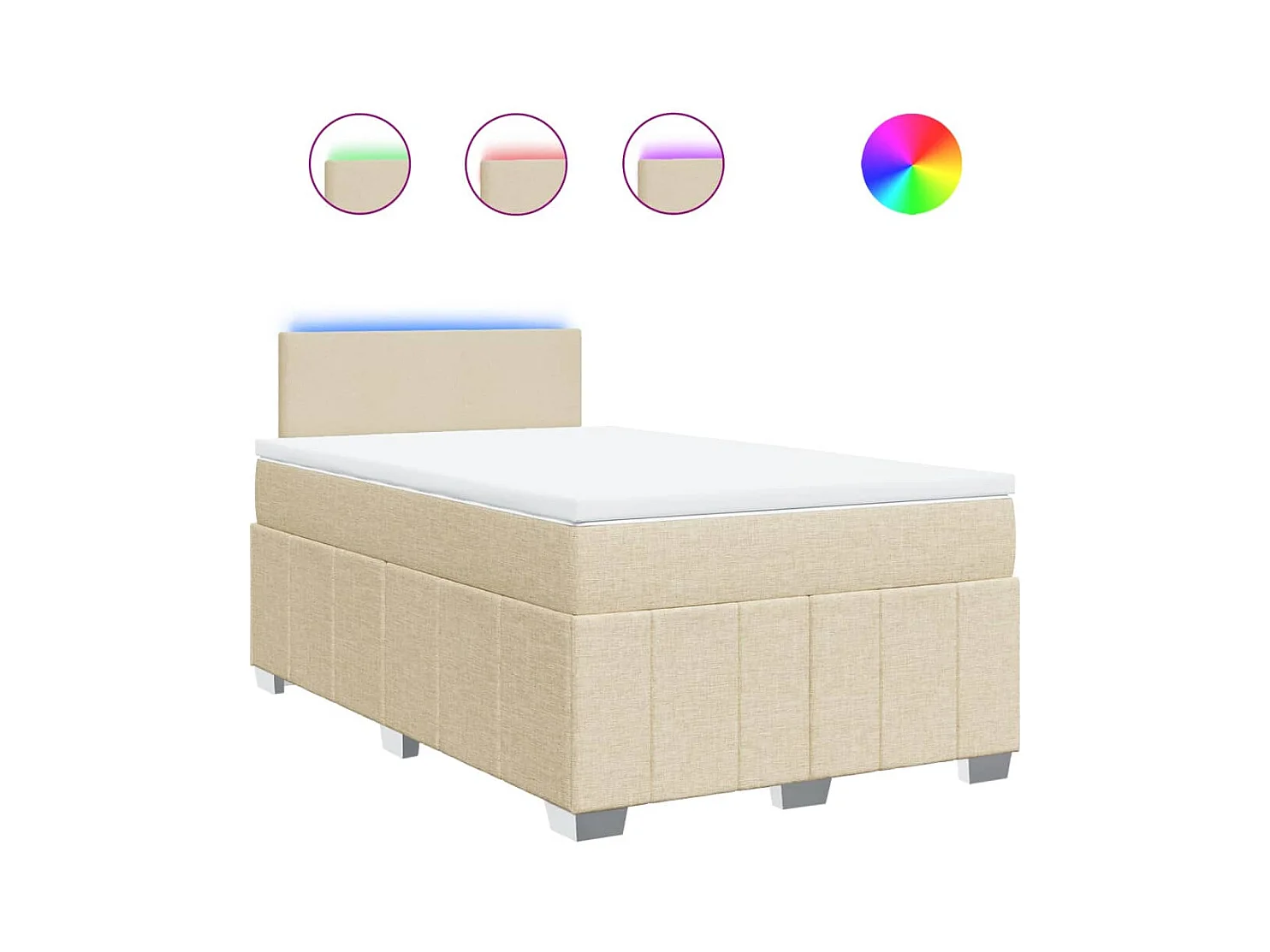 Sommier à lattes de lit avec matelas Crème 120x200 cm Tissu