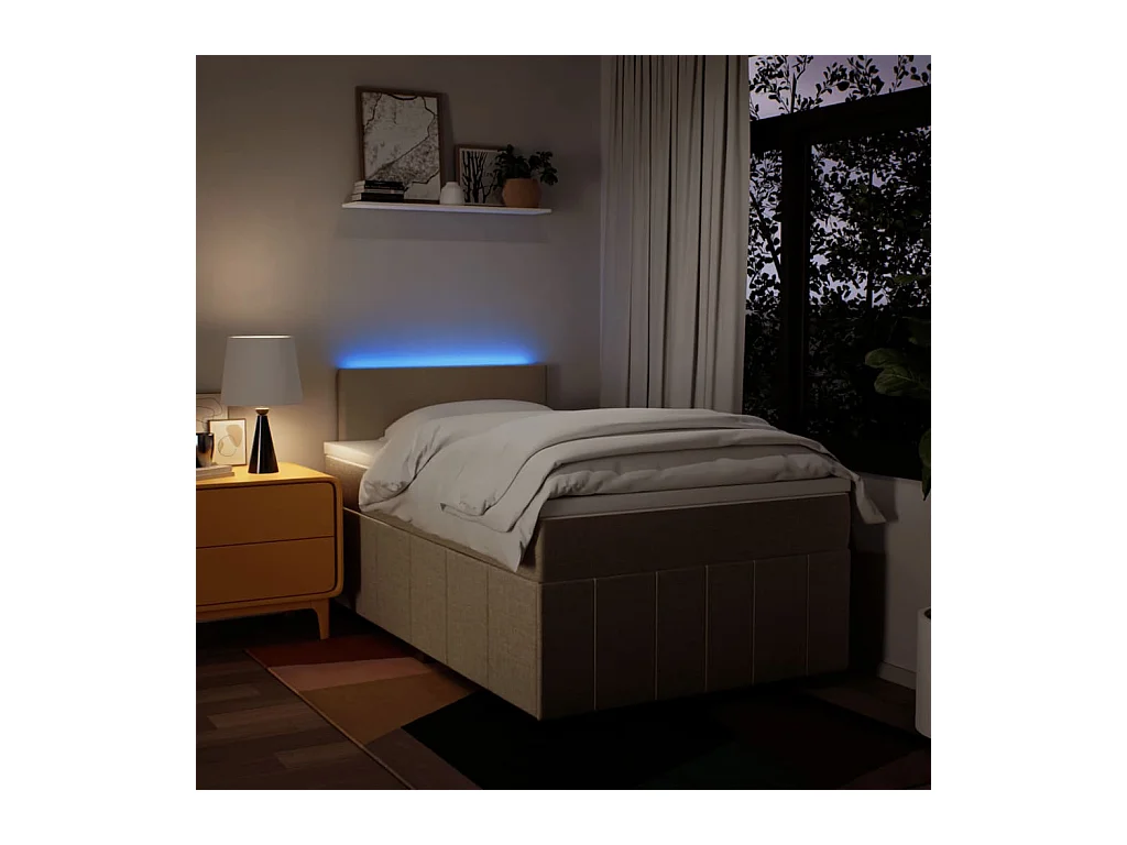 Sommier à lattes de lit avec matelas Crème 120x200 cm Tissu