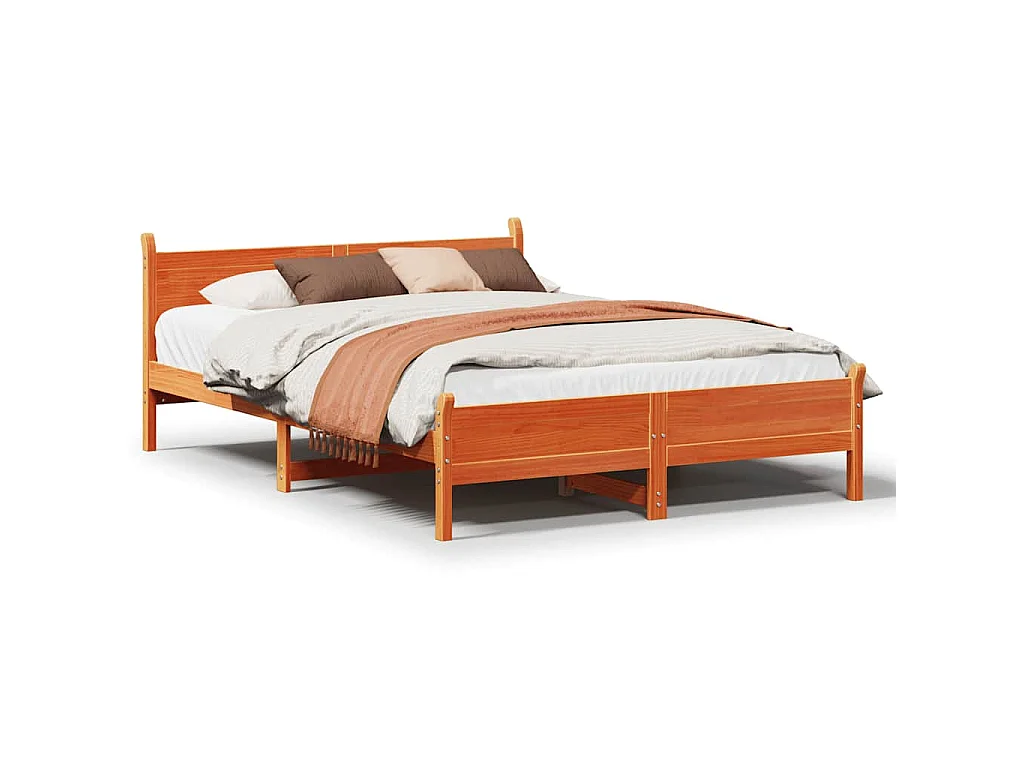 Letto senza Materasso Marrone Cera 120x200 cm in Legno di Pino