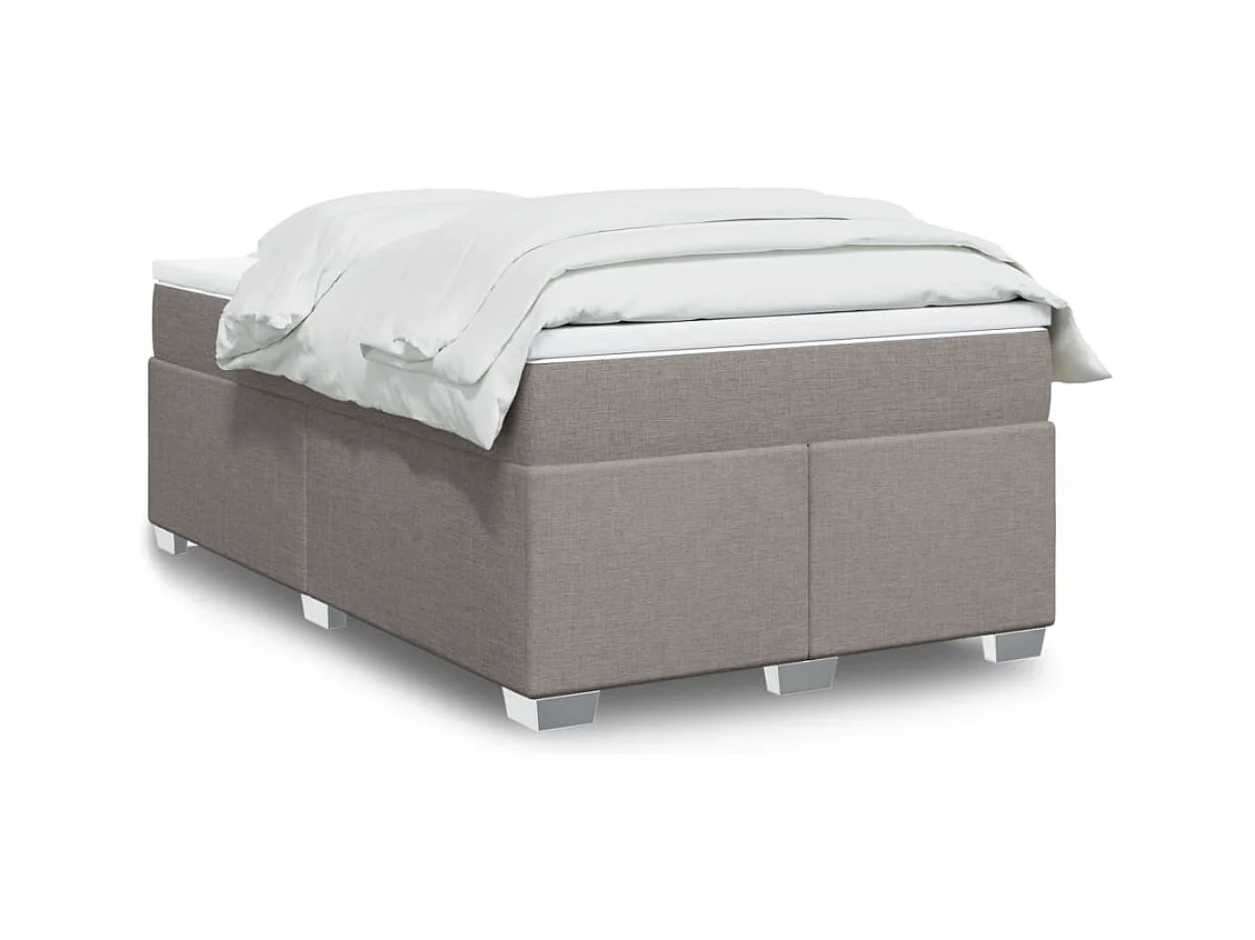 Cama box spring con colchón tela gris taupe 120x190 cm