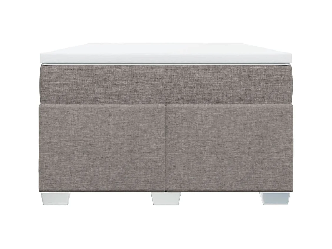 Cama box spring con colchón tela gris taupe 120x190 cm