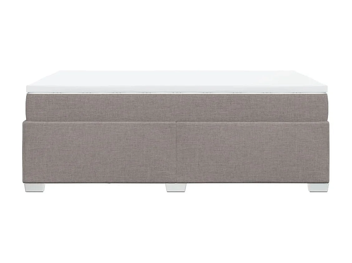 Cama box spring con colchón tela gris taupe 120x190 cm