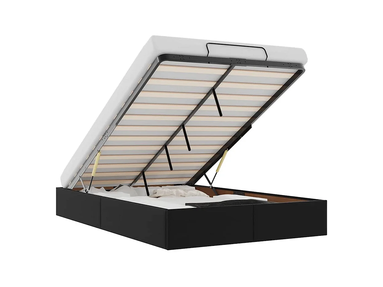 Cadre de lit ottoman sans matelas noir 120x190 cm similicuir