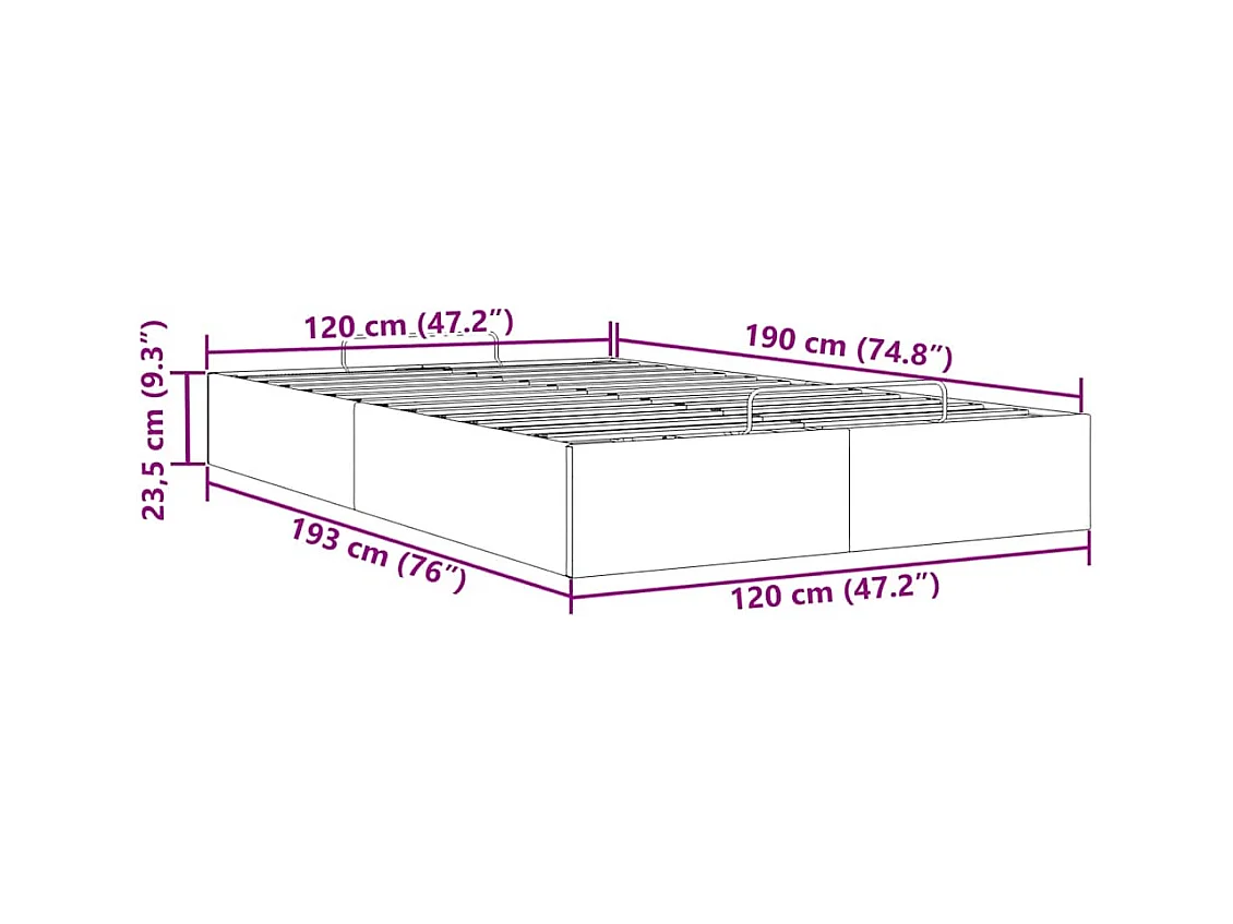 Cadre de lit ottoman sans matelas noir 120x190 cm similicuir