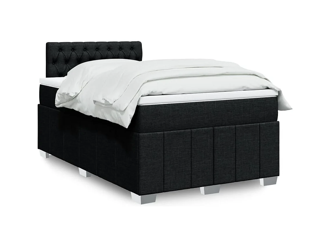 Sommier à lattes de lit avec matelas noir 120x190 cm tissu