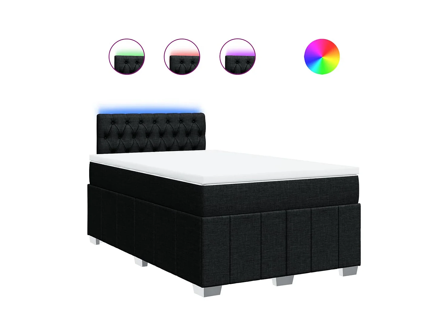 Sommier à lattes de lit avec matelas noir 120x190 cm tissu