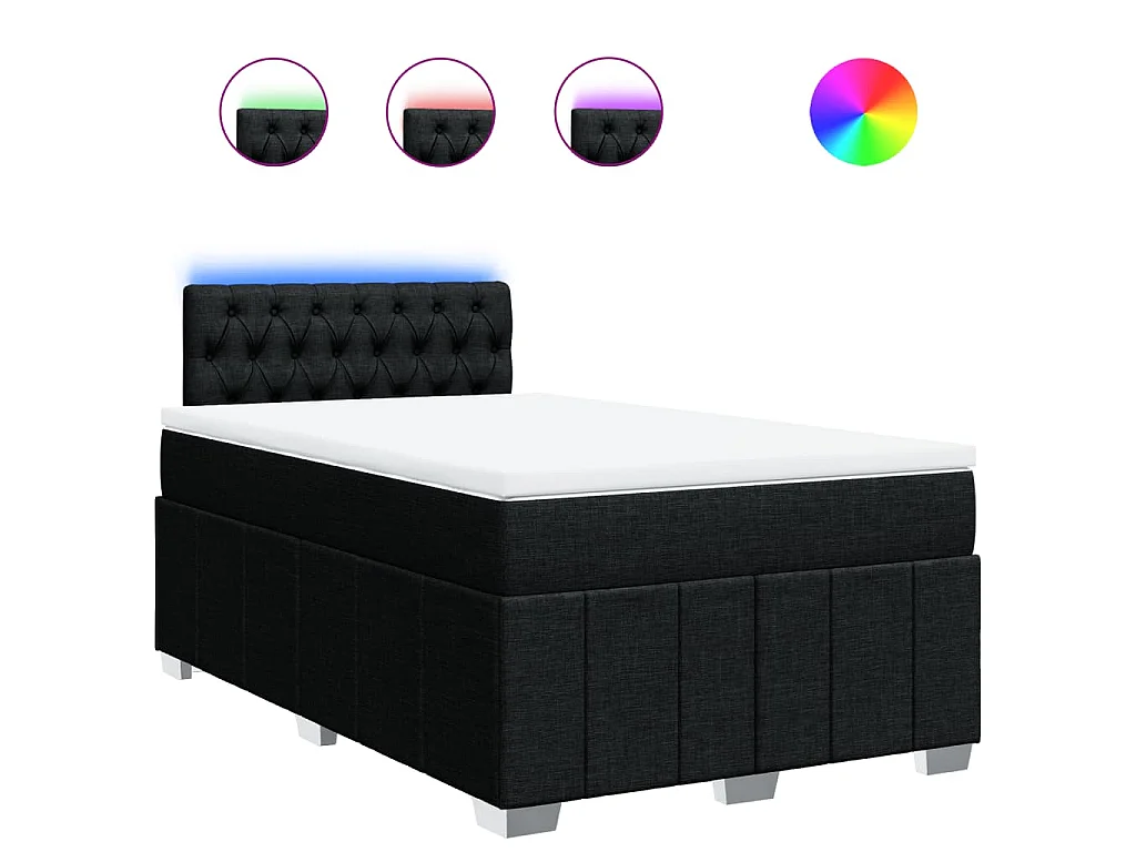 Cama box spring con colchón tela negro 120x190 cm