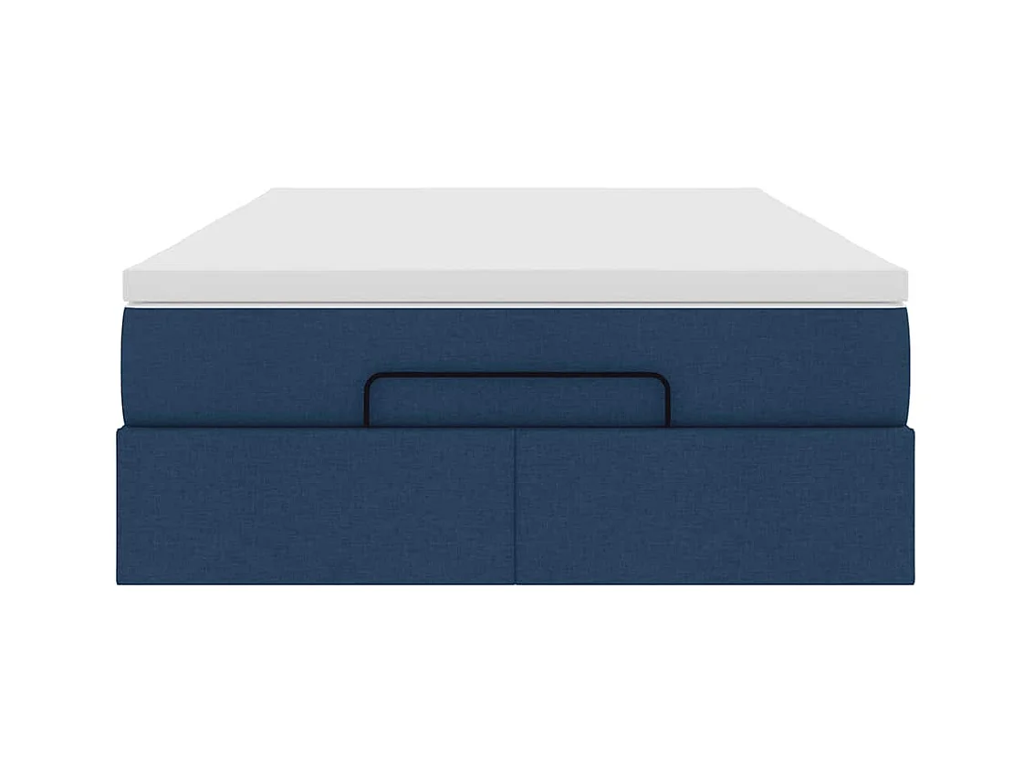 Cadre de lit ottoman avec matelas bleu 120x200 cm tissu