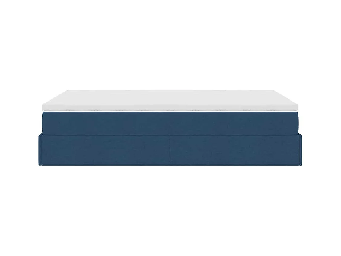 Cadre de lit ottoman avec matelas bleu 120x200 cm tissu