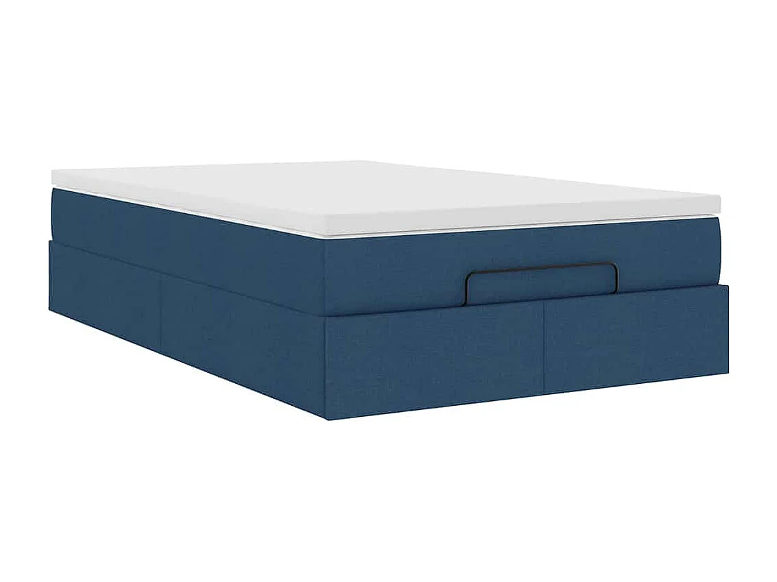 Ottoman-Bett mit Matratze Blau 120x200 cm Stoff