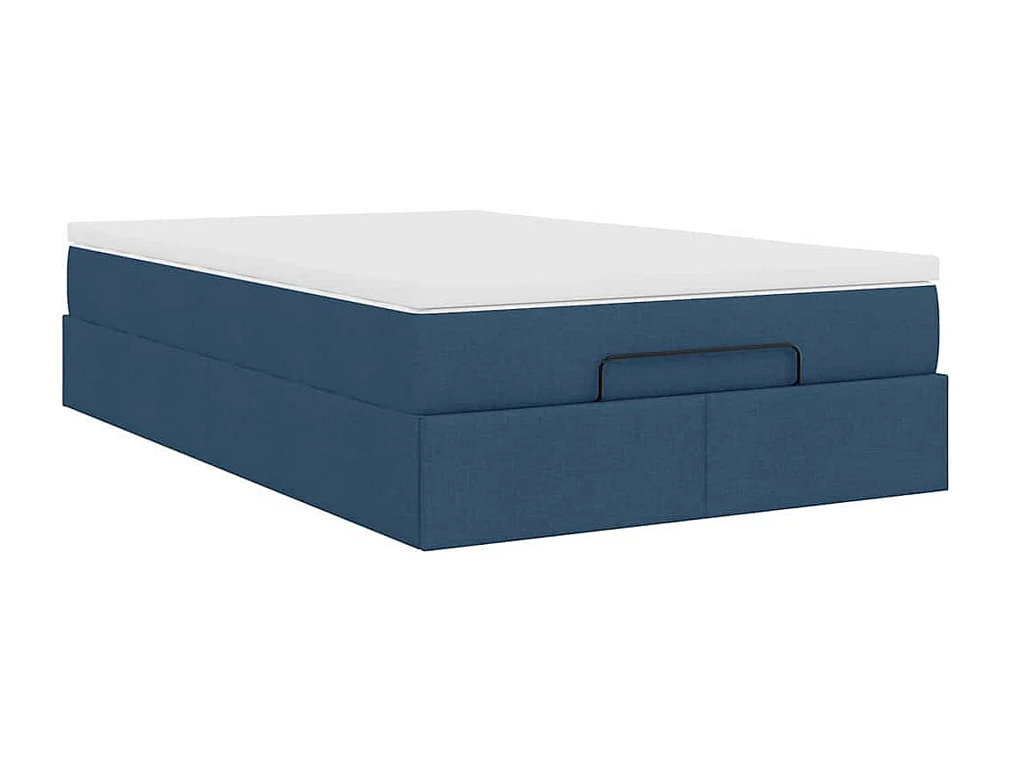Ottoman-Bett mit Matratze Blau 120x200 cm Stoff